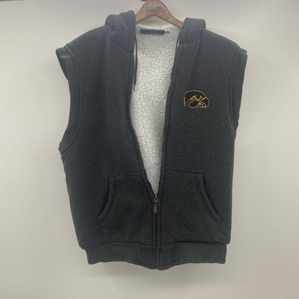 i5 Apparel Hooded Iowa Hawkeyes Full Zip Vest Sleeveless Size M Black Polyester